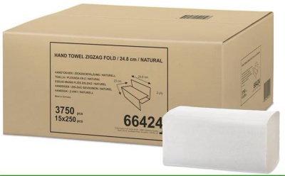 Kéztörlő, Z hajtás, 2 rétegű, 250 lap, H3 rendszer, Universal, TORK "Singlefold", natúr